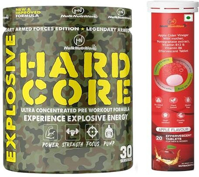 Hulk Nutrition Pre-Workout For Insane Energy With Apple Cider for Weight Loss & Fat Metabolism Pre Workout(195 g, Cranberry & Apple Cider Effervescent Tablets)