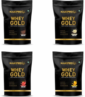 Nakpro GOLD WheyProteinConcentrate-4comboChocolate,Vanilla,Strawberry&Mango(500g*4-2 Kgs) Whey Protein(2 kg, Flavor Combo)