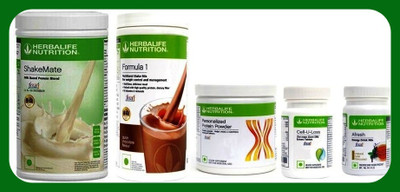 Herbal Nutrition Life Formula 1 shake Chcoolate, protein 200gm, shakemate, tulshi, cell-u-loss Protein Shake(1700 g, CHocolate and tulshi)