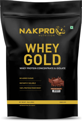 Nakpro Gold Whey Protein Concentrate & Isolate, 25.5g Protein, Trustified Certified Whey Protein(2 kg, DoubleRich Chocolate)
