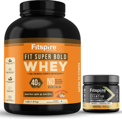 Fitspire Fit Super Bold Whey_Protein With Micronised Creatine Monohydrate Whey Protein(1900 g, Badam Pista,Lemon)