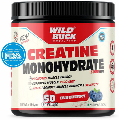 WILD BUCK Pure Creatine For Endurance, High Intensity Workout & Speeds Up Muscle growth Creatine(150 g, Blueberry)