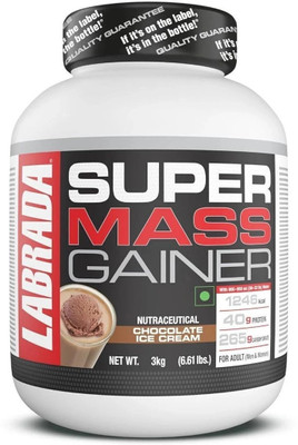 Labrada nutrition New Super Mass Gainer 3kg | High-Calorie Protein Powder for Muscle Growth. Weight Gainers/Mass Gainers(3 kg, Chocolate Ice Cream)