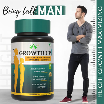 DIVYA SHAKTI AYURVEDA Growth UP - Height Increase Supplement For Height Gain & Grow Taller at Any Age Whey Protein(60 Capsules, Unflavoured)