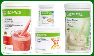 Herbal Nutrition Life FORMULA-1 SHAKE STRAWBERRY+PROTEIN POWDER -200GM+AFRESH -LEMON-+SHAKE MATE Protein Shake(1.25 kg, STRAWBERRY-500g, AFRESH -LEMON- 50g, PROTEIN POWDER - 200g, SHAKE MATE -500g)