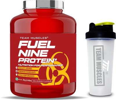 TEAM MUSCLES TM Fuel Nine whey Protein With Shaker (Butterscotch) Whey Protein(2 kg, Butterscotch)