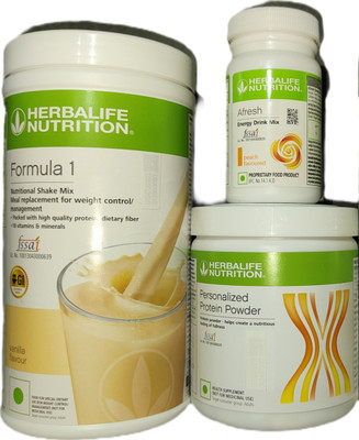 Herbalife Nutrition F1 Shake Vanilla + Protein Powder 200 G + Afresh - Peach Protein Shake(218 g, Vanilla and beach)