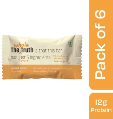 The Whole Truth Peanut Butter | Pack of 6 Protein Bars(312 g, Peanut Butter)