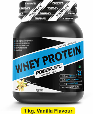 POWERLIFT Whey protein 24G protein | Raw Whey From USA | With Digezyme Blend Whey Protein(1 kg, Vanilla)