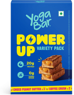 Yogabar 20g Protein, Healthy Protein Snacks, Variety Pack of 5 Protein Bars(350 g, 3 x Chocolate Peanut Butter, 2 x Coffee Crush)