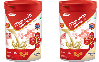 MAX VIDA High Protein to help build Muscle mass and strength in Adults & Elderly Weight Gainers/Mass Gainers(400 g, 400 g, Vanilla)
