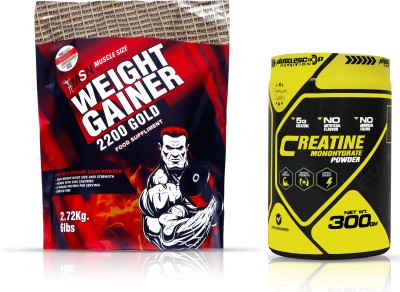 MUSCLE SIZE 2200 GOLD WEIGHT GAINER WITH UNFLAVOUR CREATINE MONOHYDRATE POWDER COMBO PACK Weight Gainers/Mass Gainers(2.72 kg, CHOCOLATE)