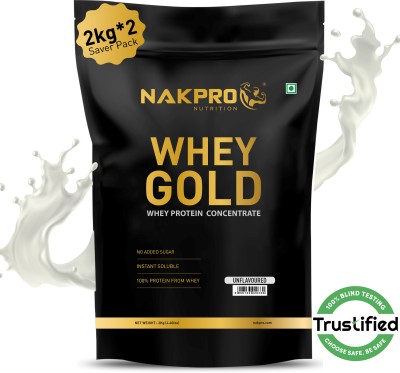 Nakpro Gold Whey Protein Concentrate | 26.4g Protein, 5.27g BCAA Supplement Powder Whey Protein(4 kg, Unflavoured)