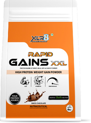 XLR8 Rapid Gains XXL weight gainer with Added Ayurvedic Herbs & Four Protein source Protein Blends(6 pounds, Swiss Chocolate)