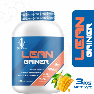 QUENCHLABZ Lean Gainer | Build Muscle and Stay Lean with Expert Nutrition Weight Gainers/Mass Gainers(3 kg, Mango)
