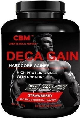 CBM Deca Gain Hardcore Gainer Strawberry 2lb Weight Gainers/Mass Gainers(2 pounds, Strawberry)