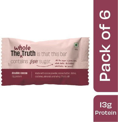 The Whole Truth Double Cocoa | Pack of 6 Nutrition Bars(312 g, Double Cocoa)