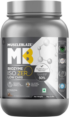 MUSCLEBLAZE Biozyme Iso-Zero, Low Carb, 100% Pure Isolate Whey Protein(1 kg, Ice Cream Chocolate)