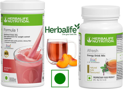 HERBALIFE Formula 1 Shake Mix 500g Afresh Energy Drink 50g Mix Protein Shake(550 g, Strawberry Tulsi)