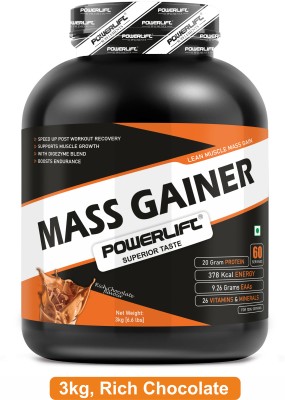 POWERLIFT For Lean Muscle Gain Protein Powder, with Multivitamin Weight Gainers/Mass Gainers(3 kg, Rich Chocolate)