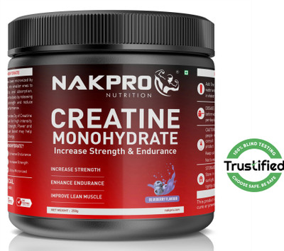 Nakpro Micronized Creatine Monohydrate Jar Trustified Certified, Supports Muscle Growth Creatine(250 g, Blueberry)