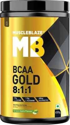 MUSCLEBLAZE BCAA Gold 8:1:1 with Higher Leucine, Electrolytes, Glutamine BCAA(450 g, Green Apple)