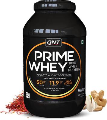 QNT Prime Whey, 100% Whey Protein with whey Isolate, 2kg, Kesar Kaju Pista Flavour Whey Protein