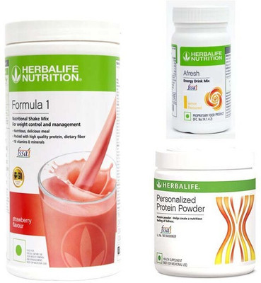 HERBALIFE Formula 1 Shake Strawberry With Protein Powder 200 Gram & Afresh Lemon Flavor Plant-Based Protein(750 g, Strawberry)