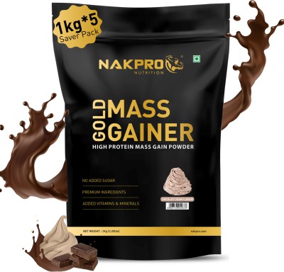 Nakpro Mass Gainer Protein Powder Supplement 5Kg(1Kg*5Pouch) Weight Gainers/Mass Gainers(5 kg, Cream Chocolate)