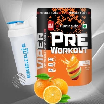 MUSCLE ELITE FITNESS Pre -Workout Supplement to Boost Your Energy & Performance Free shaker For Men BCAA(255 g, Orange)