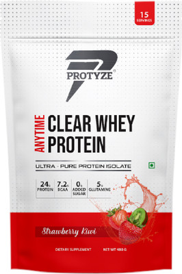 Protyze Anytime Clear whey Isolate 15 serving Whey Protein(480 g, Strawberry Kiwi)