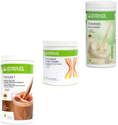 HERBALIFE FORMULA 1 CHOCOLATE & PROTIEN POWDER 200 GRAM & SHAKEMATE MILK POWDER 500 GRAM Plant-Based Protein(1.2 kg, CHOCOLATE)