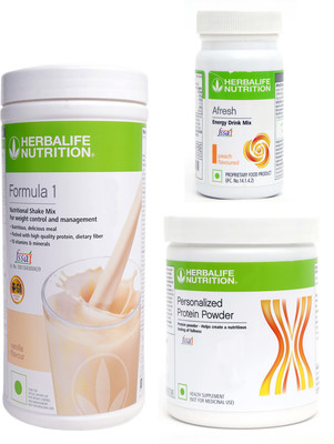 Herbalife Nutrition FORMULA1VANILLA 500 G PROTIEN 200 G AFRESH ENERGY DRINK PEACH 50 G Plant-Based Protein(75 kg, VANILLA)