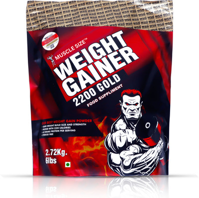 MUSCLE SIZE Weight Gainer 2200 Gold (6lbs, 2.72kg), Strawberry Flavor Weight Gainers/Mass Gainers(2720 g, STEAWBERRY)