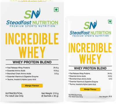 Steadfast NUTRITION Incredible Whey Protein|24.8g Isolate & Concentrate Fast release Protein Powder Whey Protein(210 g, Mango)
