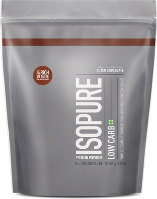 Isopure Low Carb Isolate Instantized Gluten-Free Zero Added Sugar Whey Protein(500 g, Dutch Chocolate)