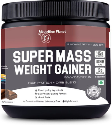 Nutrition Planet Super Mass Weight Gainer with Multivitamins (Rich Chocolate, 200g/0.44 LB) Weight Gainers/Mass Gainers(200 g, Chocolate)