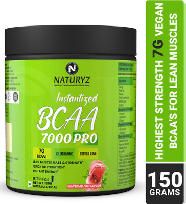 NATURYZ Instantized BCAA 7000 PRO | 7G BCAAs | Citrulline | Glutamine For Lean Muscle BCAA(150 g, Watermelon)