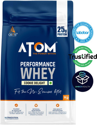 AS-IT-IS Nutrition ATOM Performance Whey 1Kg |With Safed Musli & Mucuna Pruriens | Whey Protein(1000 g, Cookie delight)