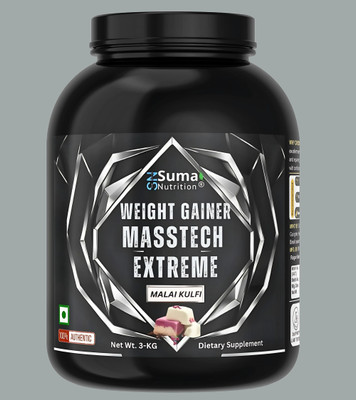 sumanutrition Masstech Extreme 2000 Bulk Gainer, High Protein & Fast Muscle Gain with Creatine Weight Gainers/Mass Gainers(3 kg, Malai Kulfi)