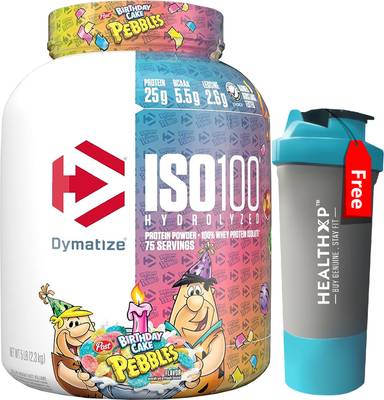 DYMATIZE Nutrition ISO 100 5 lbs Powder With Free HealthXP Shaker Whey Protein