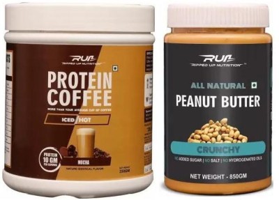 Ripped Up Nutrition NATURAL PEANUT BUTTER (CRUNCHY) 850 GM + Nutrition Protein Coffee Mocha 250g Nutrition Bars(1100 g, CRUNCHY, Mocha)