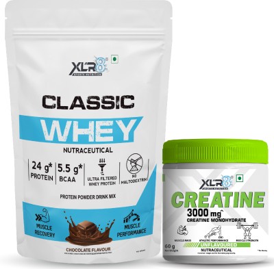 XLR8 Classic Whey , 24 g Protein, 5.5 BCAA, & Creatine Monohydrate Powder Whey Protein(2 pounds, 60 g, Chocolate, Unflavored)