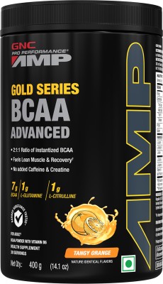 GNC AMP Gold Series BCAA Advanced- Vitamin B6, 7g BCAA, L-Glutamine & L-Citrulline BCAA(400 g, Tangy Orange)