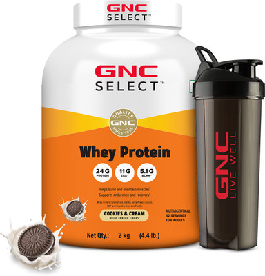 GNC Select |24g Protein | Formulated in USA Whey Protein(2 kg, Cookie & Cream)