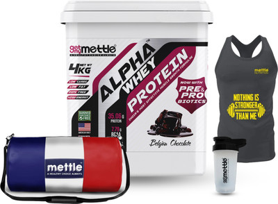METTLE Alpha Whey Protein | Combo Pack |Gym Bag + Shaker + Sando| Whey Protein(4 kg, BELGIAN CHOCOLATE COMBO) METTLE Alpha Whey Protein | Combo Pack |Gym Bag + Shaker + Sando| Whey Protein(4 kg, BELGIAN CHOCOLATE COMBO)