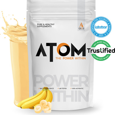 AS-IT-IS Nutrition ATOM Whey Protein 1kg with Digestive Enzymes | USA Labdoor Certified for Purity Whey Protein(1 kg, Banana fusion)