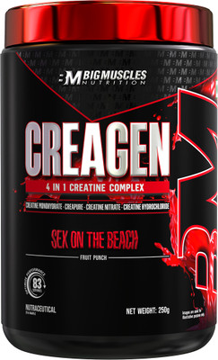 BIGMUSCLES NUTRITION Creagen |83 Ser| Creatine Monohydrate, Creapure, Creatine Nitrate, Creatine Hcl| Creatine(250 g, Sex On The Beach)
