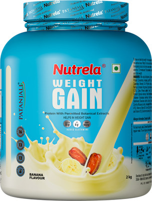 NUTRELA WEIGHT GAIN PROTEIN WITH PERMITTED BOTANICAL EXTRATCS Whey Protein(2 kg, Banana)