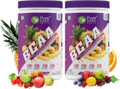 Pure Nutrition BCAA 2:1:1 with L-Glutamine & Electrolyte, Workout Recovery for Muscle Growth BCAA(500 g, Fruit Punch)